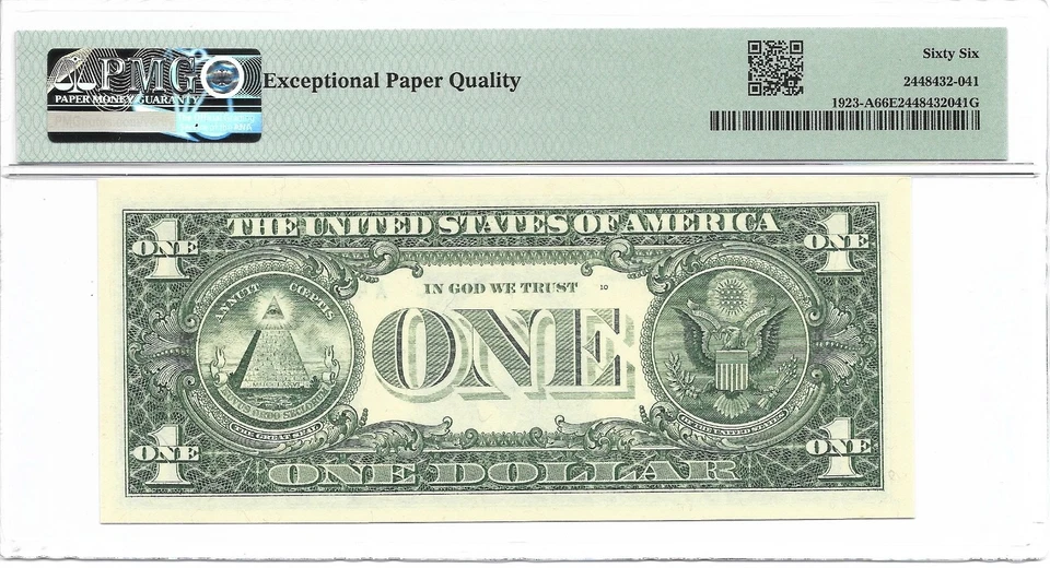 1995 $1 BOSTON WEB FRN PMG GEM Uncirculated 66 EPQ Banknote. A/C Run 7, 2nd of 2 - Image 2 of 2