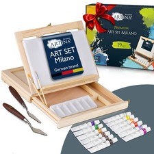 Kit pittura Milano con cavalletto da tavolo tela pittorica 20x30cm colori