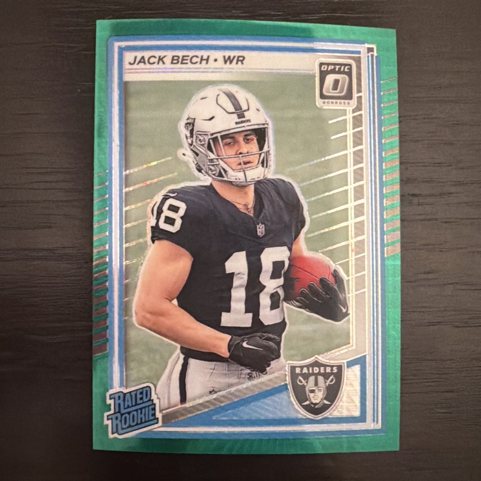 2025 Donruss Optic Jack Bech Green Hyper 211 Rated Rookie Raiders
