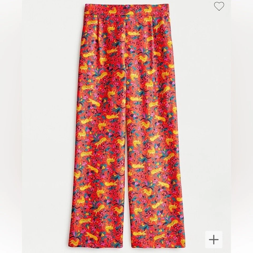 J. Colección Crew 2 Pantalones Pull-On de Sarga de Seda con Estampado Floral de Gato de la Selva Foto 2 de 4