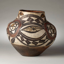 LARGE EARLY ACOMA FOUR COLOR WATER JAR CIRCA 1860&rsquo;S