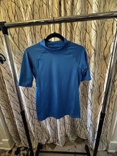 Lands End Youth XL 14-16 Blue Short Sleeve Swim Shirt Rash Guard Mock Neck