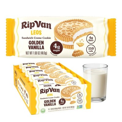 Rip Van LEOs - Golden Vanilla Sandwich Cookies - Low Sugar Snack Cookies - Lo...