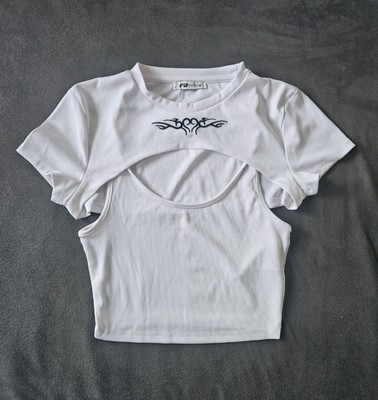 FB Sister White Cutout Top M, White Cutout Top M