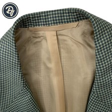 1990's 44 R Oxxford Clothes " Cambridge " Wool Silk Green Mini Plaid Made USA