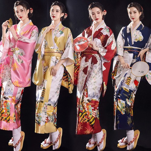 Damen Kimono Blumenmuster Yukata Braut Nachtwäsche Kleid Japanisches Kostüm - Picture 5 of 17