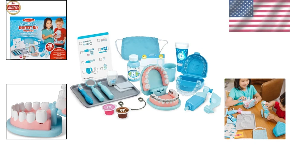 Juego de juego de dentista para niños juguete de 25 piezas con dientes de gran tamaño y herramientas dentales Foto 2 de 4