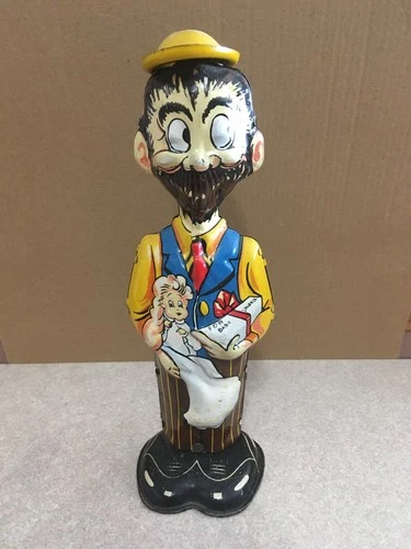 MARX B.O. PLENTY W/BABY SPARKLE WINDUP TIN TOY - WORKS  1930'S