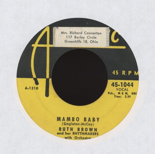 Ruth Brown And Her Rhythmakers - Mambo Baby on Atlantic R&B 45 - Picture 1 of 2