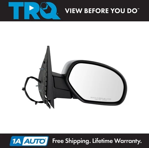 TRQ Side View Mirror Power Heated Chrome Cap Passenger Right RH for Chevy GMC