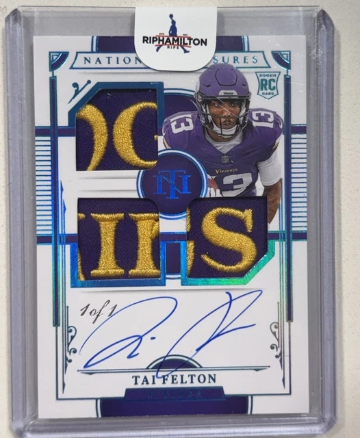 2025 NATIONAL TREASURES TAI FELTON ROOKIE QUAD LOGO PATCH RPA AUTO 1/1