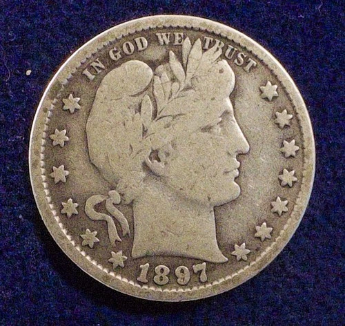RARE Beautiful 1897-P U.S. Barber Quarter (SILVER) KM 114