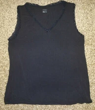Charter Club Intimates Separates Sz XL X-Large Black Shirt Top Lace