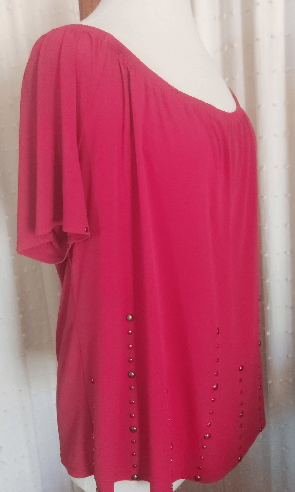 T74 Essentials Red Western stretchy top deep scoo… - image 4