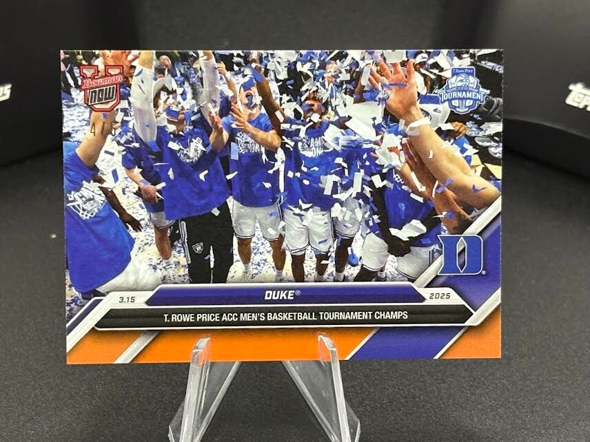 Duke ACC Champs 2024-25 Bowman U NOW Basketball Card 87 Orange Parallel /5