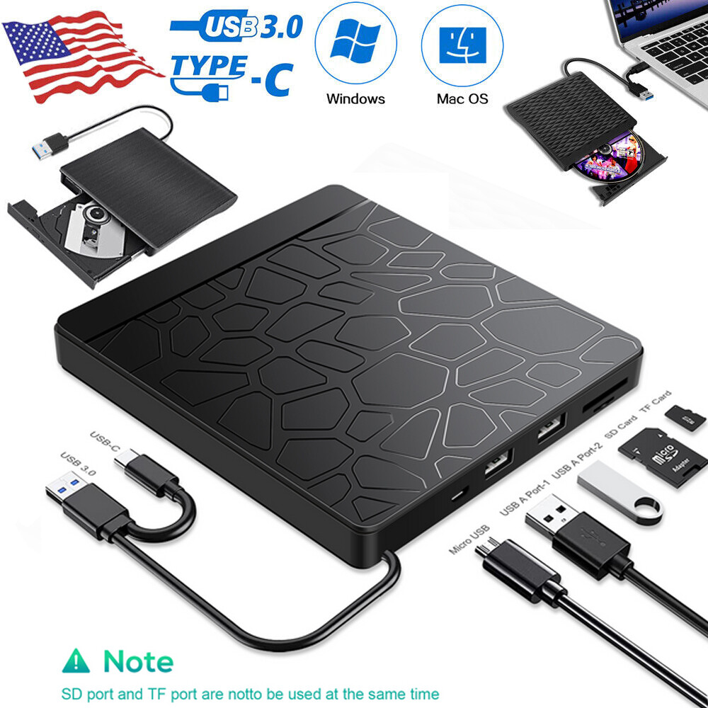 USB 3.0 Optical Disc Drive Writer For Windows Mac External Blu Ray ...