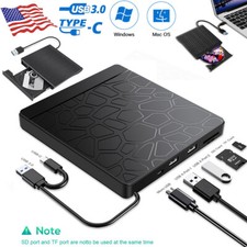 Slim External CD DVD Drive USB 3.0 Disc Player Burner Writer For Mac Laptop PC