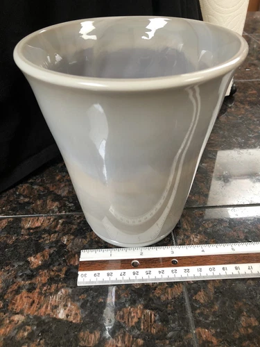 Beautiful Rare marble fenton vase Blue/grey Swirls Of Color.  Heavy Piece.