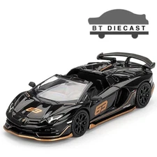 MINI GT LAMBORGHINI AVENTADOR SVJ #63 ROADSTER 1/64 NERO ALDEBARAN MGT00803