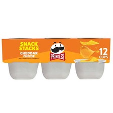 Pringles Cheddar Cheese Potato Crisps Chips, Lunch Snacks, 12 Count