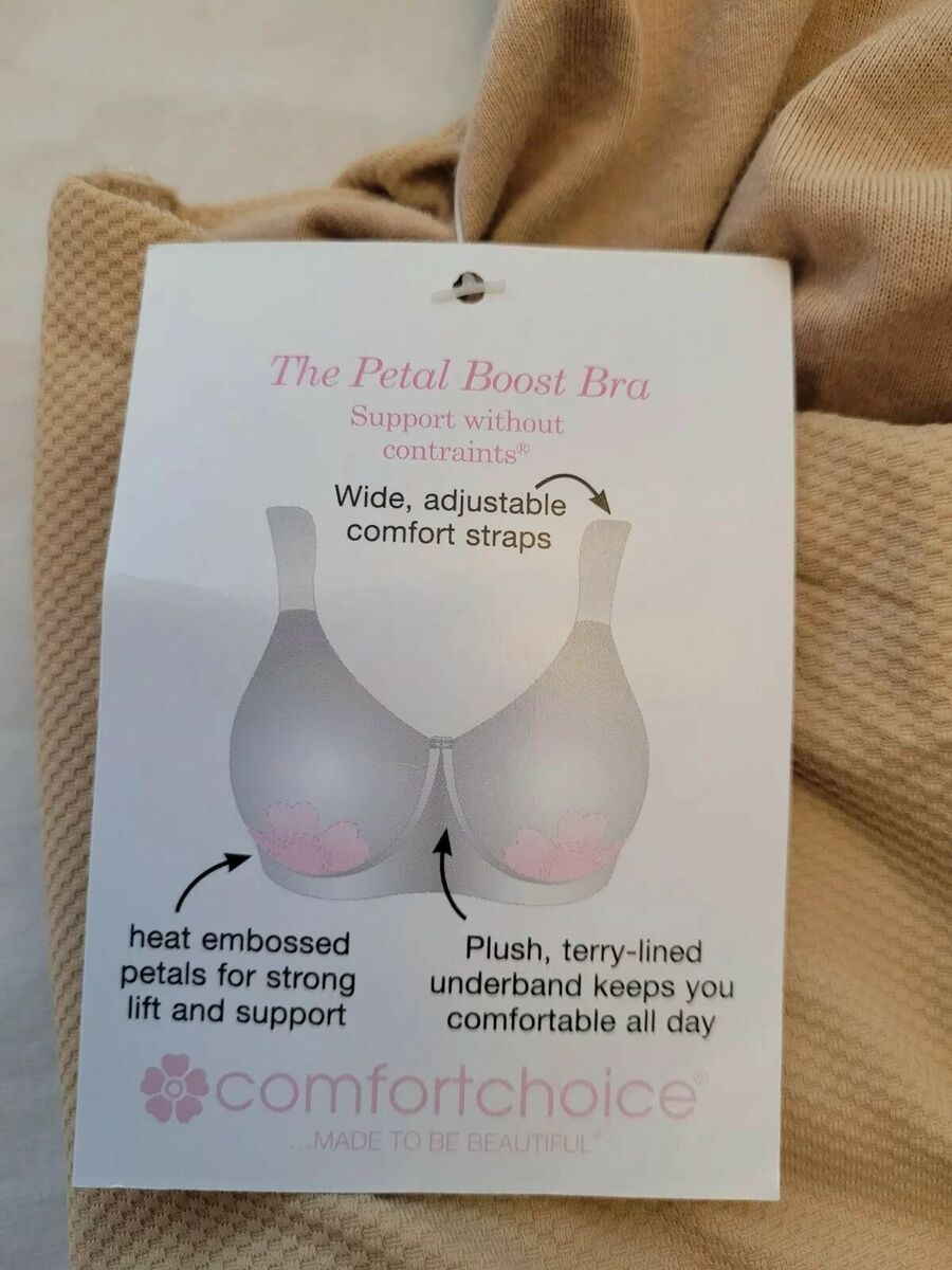 NWT Comfort Choice The Petal Boost Bra Hooks & Loops in Back