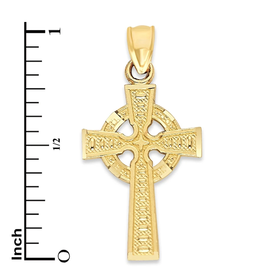 Colgante Cruz Celta Oro Macizo en 10 o 14k, Colgante Crucifijo Joyería Religiosa Foto 4 de 4