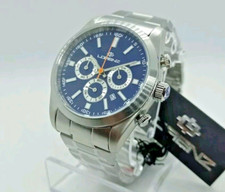 Herrenuhr Cronografo Lorenz Stahl Matt Zifferblatt Blau, Etui 40mm, Data