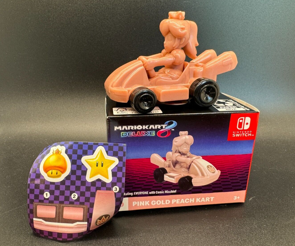 Pink Gold Peach #10 Mario Kart 2024 McDonald's Happy Meal Toy New Complete