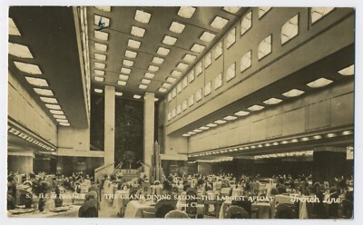 S.S. Ile de France Der große erstklassige Speisesalon Echtfoto Postkarte C20