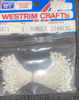1 Bundles Vintage White Double Tip End Stamens Heads Flower Wreath Making #6971