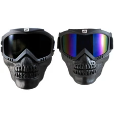 2 Birdz Skullbird Detachable Skull Mask Goggles Smoke + ReflecTech Blue Lenses