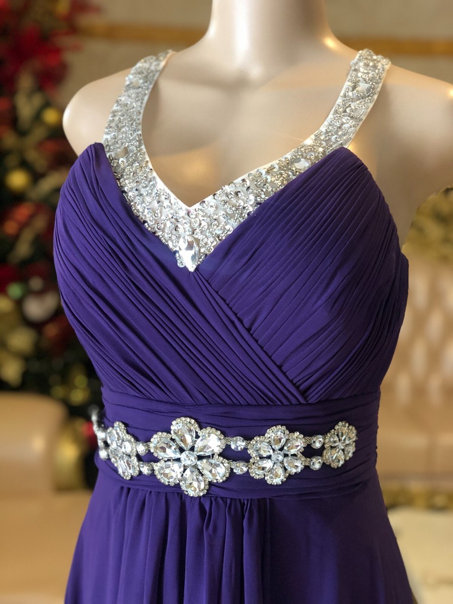 strapless open back dress Simple v neck purple satin long prom dress purple evening dress – dresstby