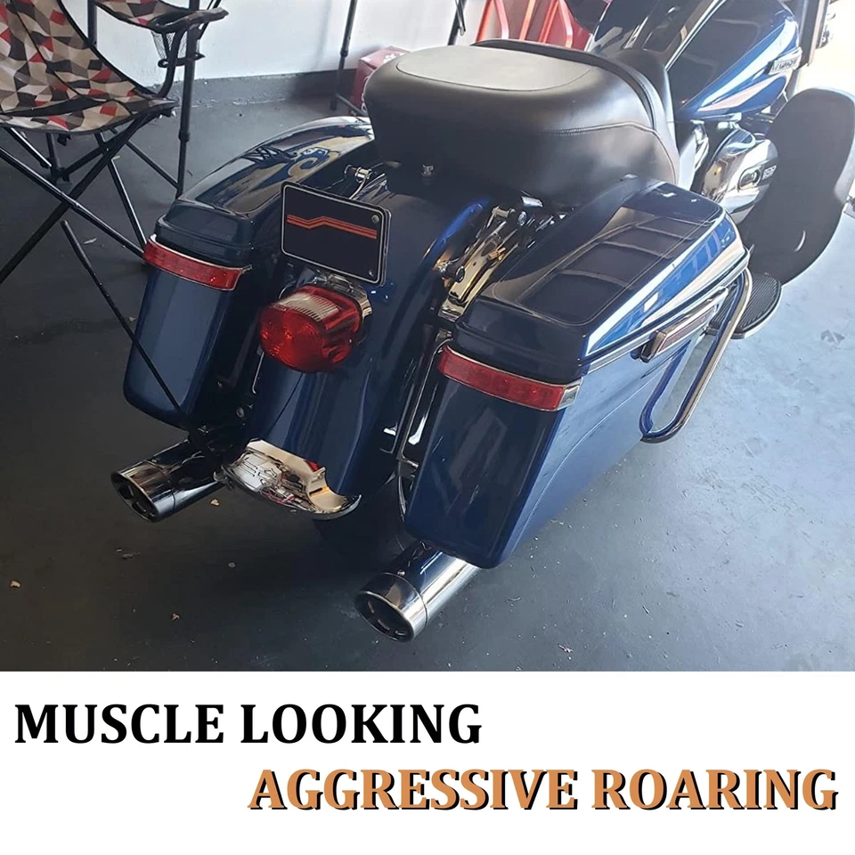 Silenciadores Sharkroad de 4,5" para Harley Touring Road Glide 1995-2016 mejora Foto 4 de 4