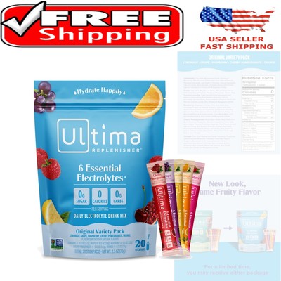 Vegan Electrolyte Powder - 20 On-The-Go Stickpacks with 6 Essential Electrolytes