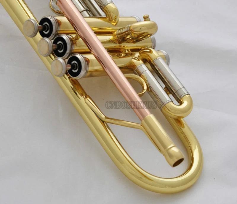 Gold Lacquered C Key Trumpet Horn cupronickel tuning pipe With Case Mouthpiece - Image 3 of 4