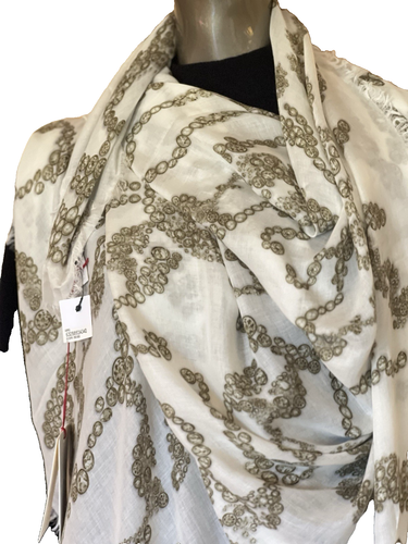 Alexander McQueen Scarf SL Cabouchon Skull Fringe Hem New with Tags 54" X 54" - 第 5/16 張圖片