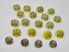20 pcs Molded Lucite Plastic Vintage Sewing Shank Buttons with Gold Butterflies