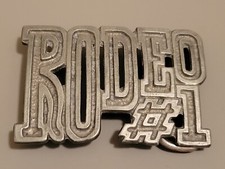 Vintage Rodeo 1 Copyright 1976 Metal Belt Buckle LTC Western Brand