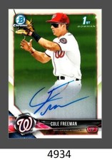 1-2018 BOWMAN CHROME AUTO COLE FREEMAN NATIONALS CARD#CPA-CF