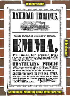 Metal Sign - 1858 Ferry Boat Emma Railroad- 10x14 inches | eBay