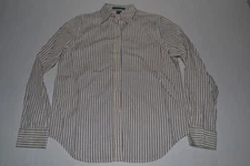 LAUREN RALPH LAUREN YELLOW BLUE STRIPED DRESS SHIRT WOMENS SIZE SMALL S