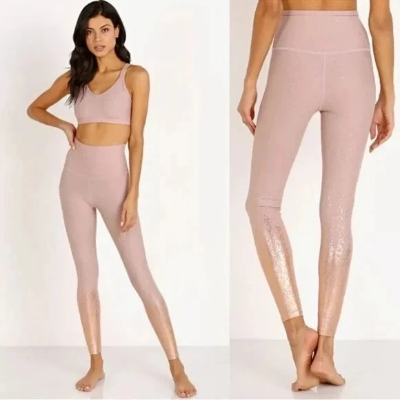 beyond-yoga ombre alloy gold metallic leggings
