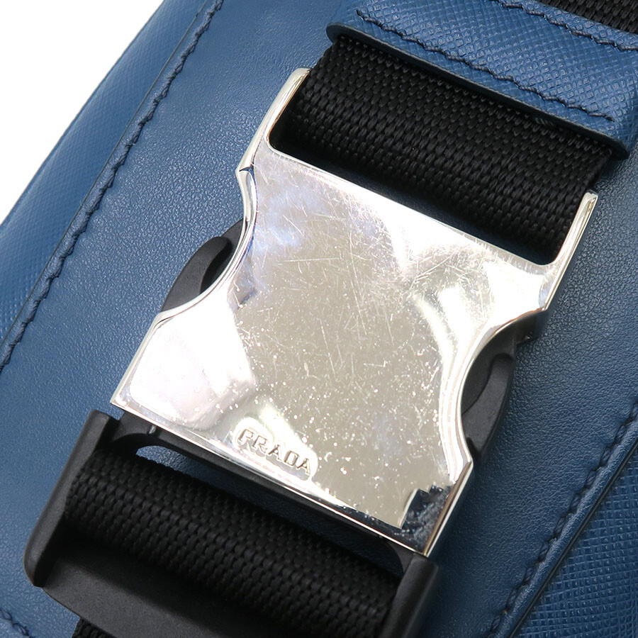 【ヴィンテージ】Rank:A☆PRADA ベルトバッグ 2VL012 Prada Saffiano Waist Bag Color Blue 2VL012 W:9.06×H:5.51×D