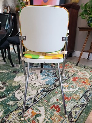 Vintage MCM High Chair Cosco, Tray, Vinyl Seat, Flower Power