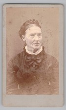 Antique CDV Unmarked Elderly Woman Braided Hair Bow Collar Unmarked