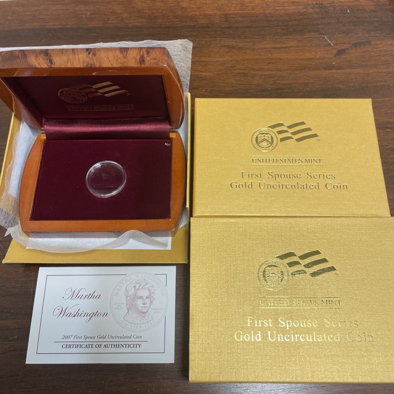2007-W Martha Washington First Spouse $10 Gold UNC Coin Box (x-05) COA - NO COIN