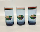 Anchor Hocking Mallard Duck Tumbler Glasses 3 Piece Set Blue Tint Vintage 1988