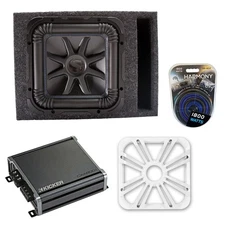 Kicker L7S12 Sub Vented Box with CXA800.1 Amp, White LED Grill & Install Kit