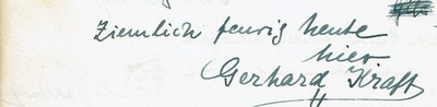 Gerhard Kraft original signature on a guestbook page