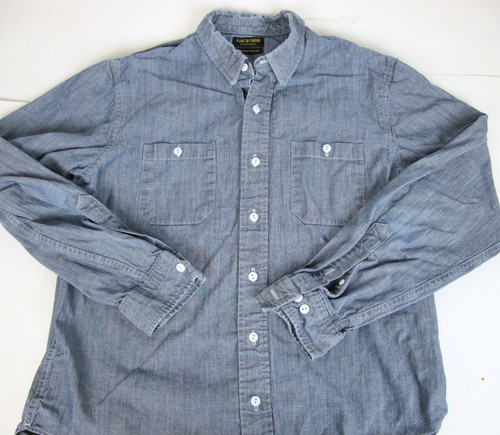 Flint and Tinder blau Denim Chambray Baumwolle Knopfleiste Hemd Large (L) USA